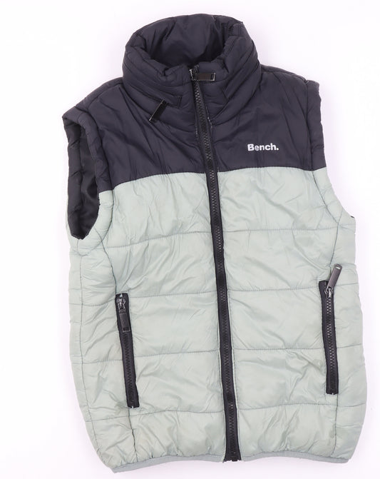 Bench Boys Black Green Padded Bodywarmer Gilet 5-6 Years Full Zip