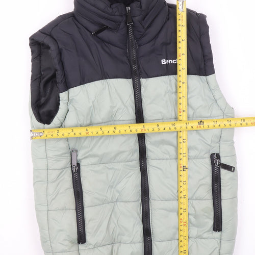 Bench Boys Black Green Padded Bodywarmer Gilet 5-6 Years Full Zip