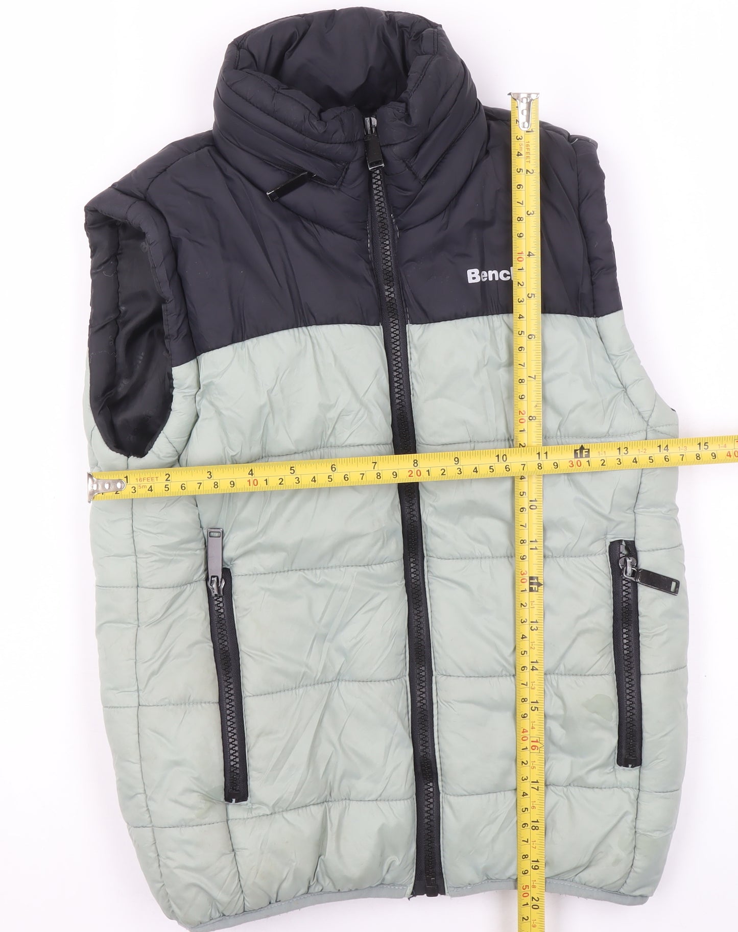 Bench Boys Black Green Padded Bodywarmer Gilet 5-6 Years Full Zip