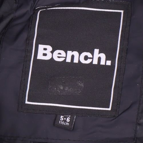 Bench Boys Black Green Padded Bodywarmer Gilet 5-6 Years Full Zip