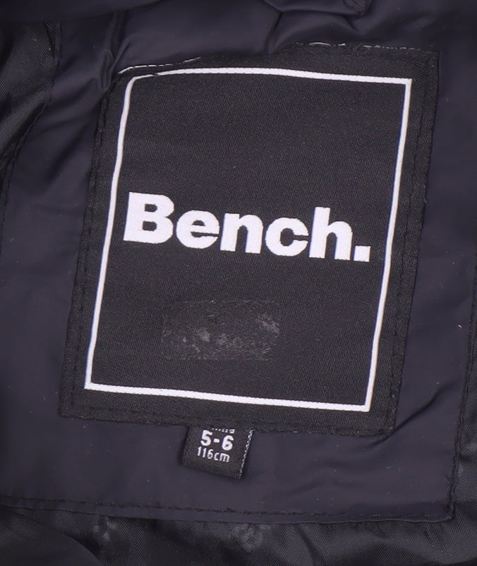 Bench Boys Black Green Padded Bodywarmer Gilet 5-6 Years Full Zip