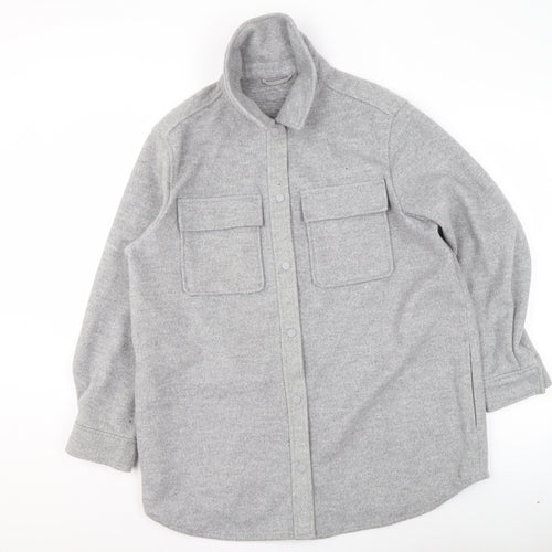 Marks and Spencer Women’s Grey Marl Long Sleeve Button Jacket Size 16