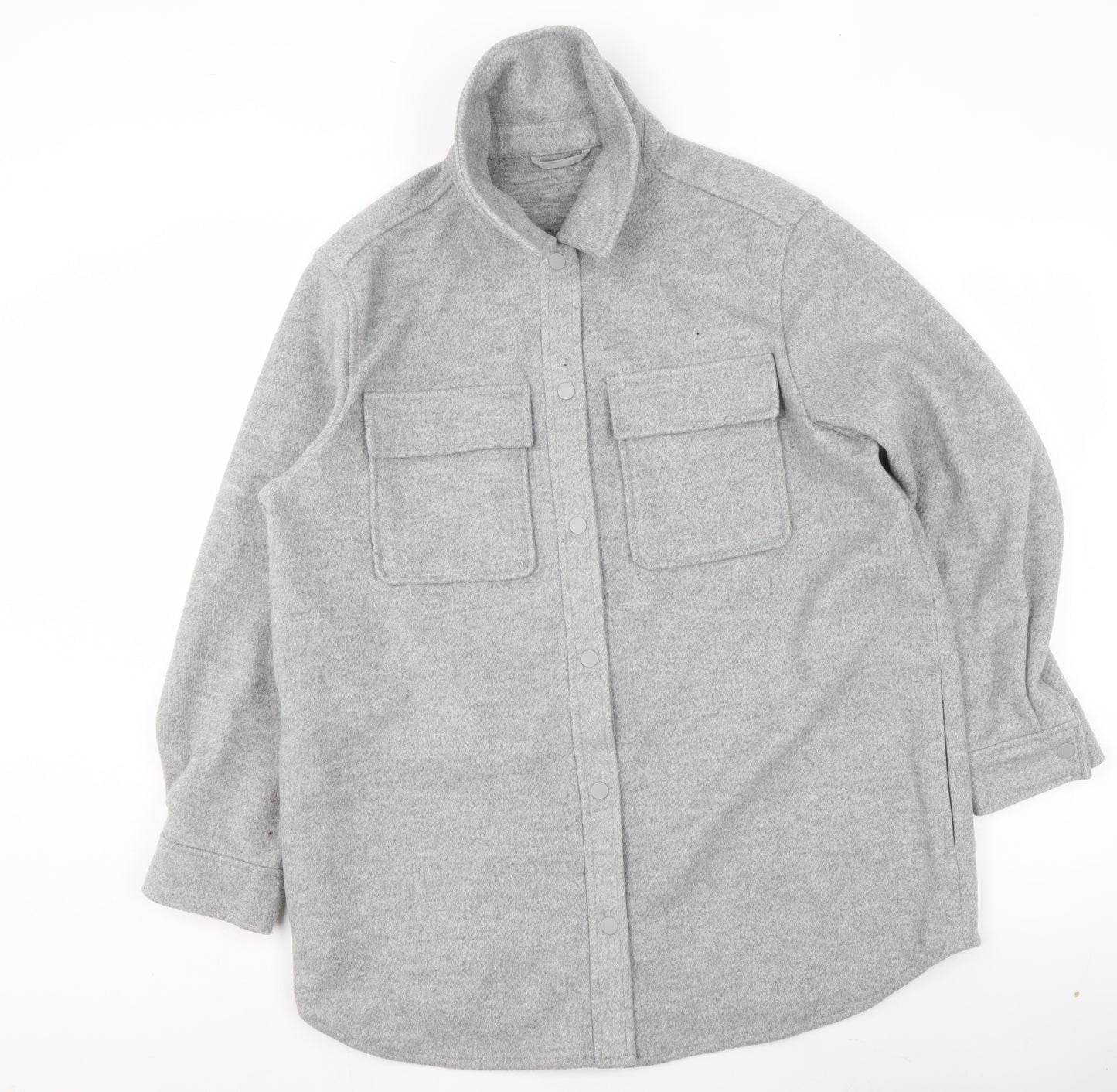 Marks and Spencer Women’s Grey Marl Long Sleeve Button Jacket Size 16