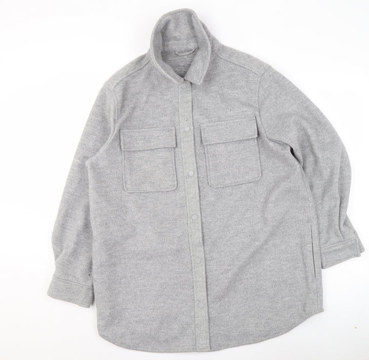 Marks and Spencer Women’s Grey Marl Long Sleeve Button Jacket Size 16