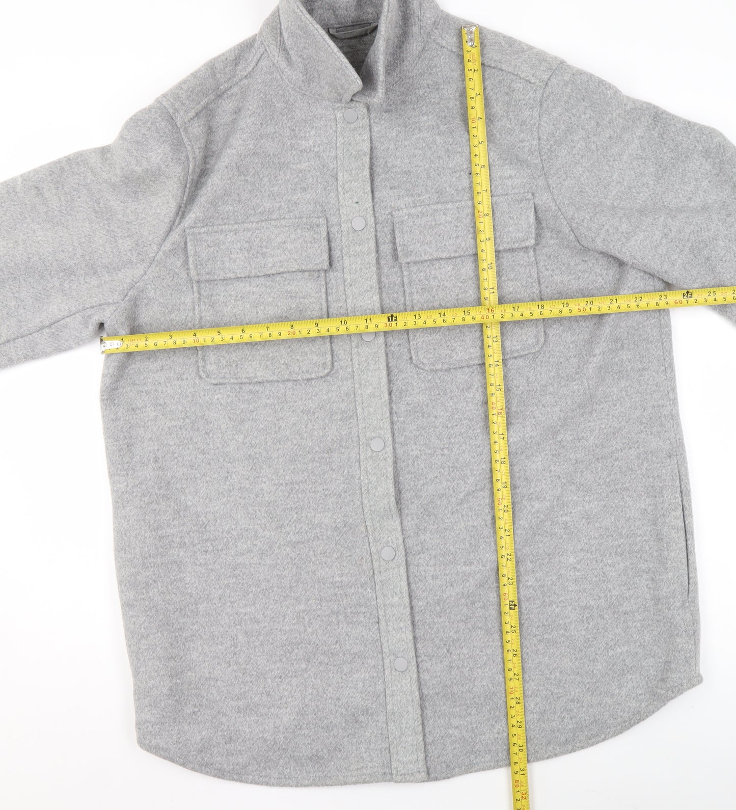 Marks and Spencer Women’s Grey Marl Long Sleeve Button Jacket Size 16