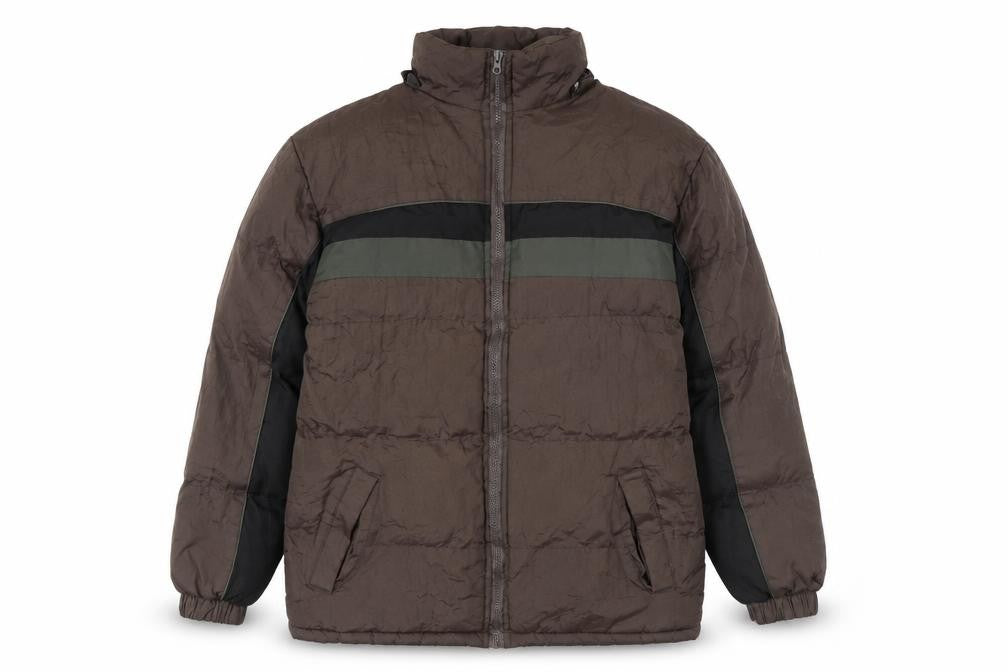 Front view of i5 Premium Apparel Women's Brown Puffer Jacket L Polyester Winter Coat