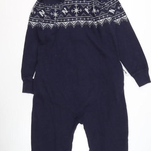 Nordic Way Men's Blue Hooded Fair Isle Fleece Onesie M