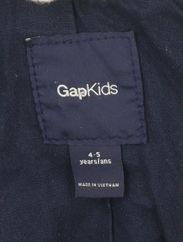 Gap Kids Boys Blue 4-5 Years Hooded Windbreaker Jacket with Pockets