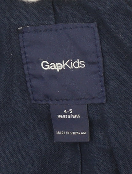Gap Kids Boys Blue 4-5 Years Hooded Windbreaker Jacket with Pockets