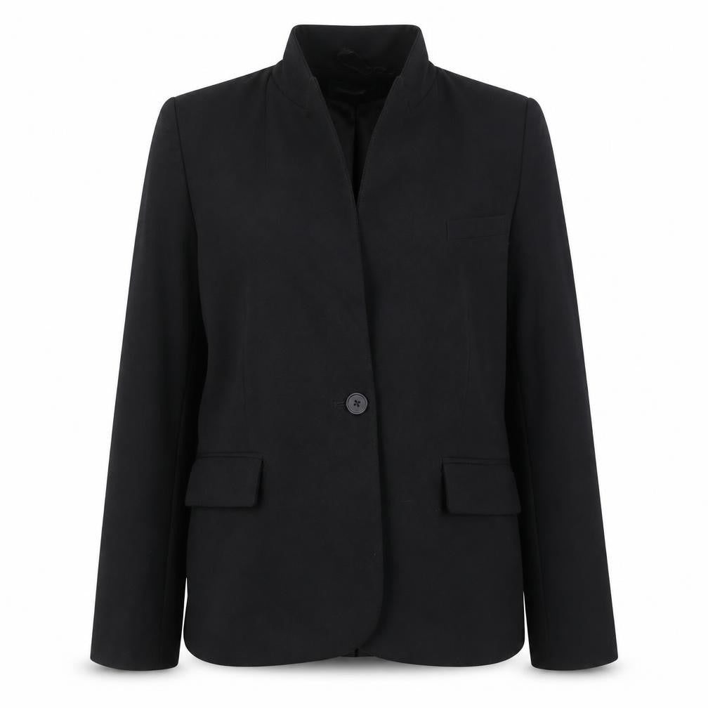 Front view of Marks & Spencer women’s black, size UK 8, single-breasted blazer jacket