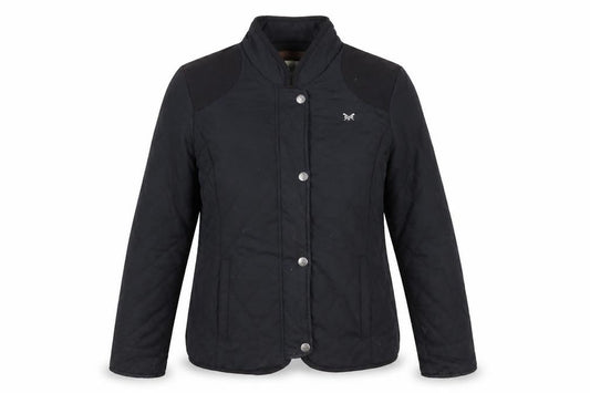 Front view of Crew Clothing Women’s Black Quilted Jacket, size UK 10
