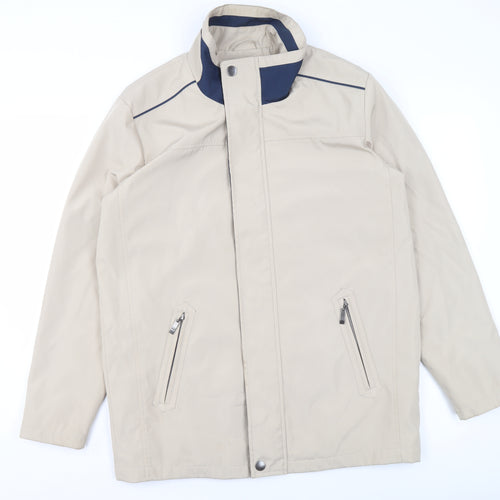 ADMÉ Womens Beige Lightweight Mid-Length Zip Jacket Size S