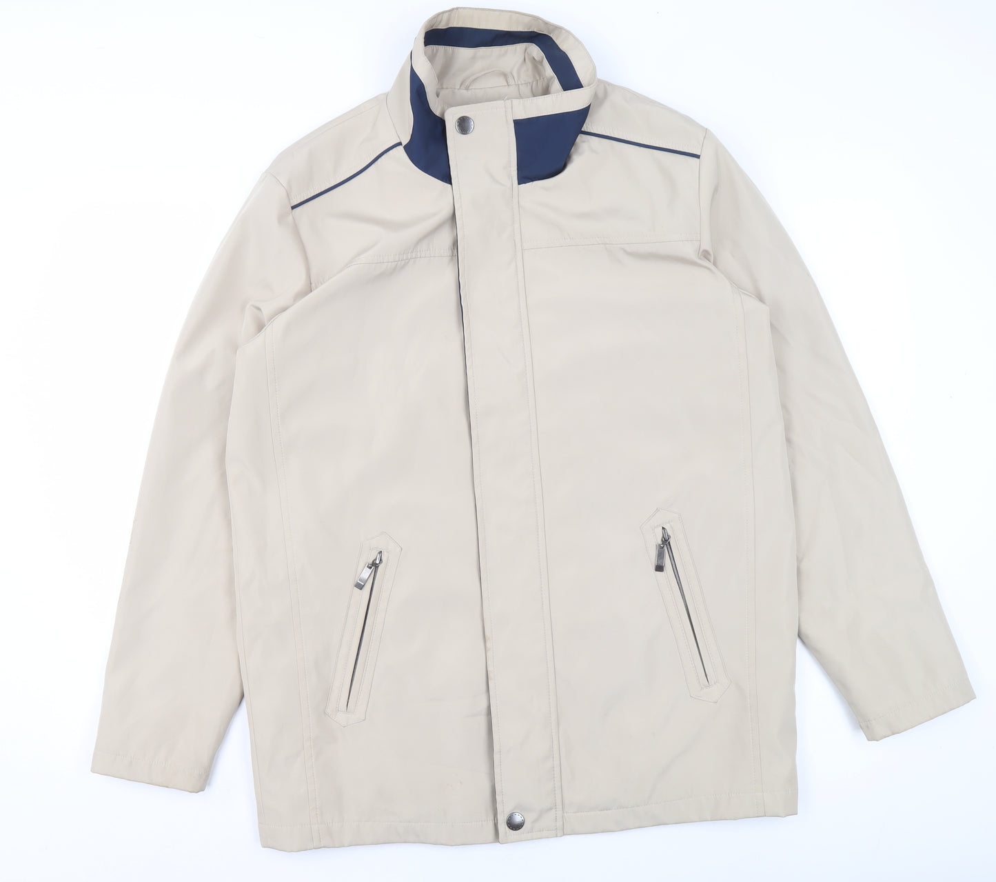 ADMÉ Womens Beige Lightweight Mid-Length Zip Jacket Size S