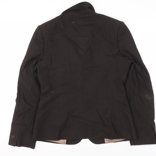 Next Womens Black Pinstripe Blazer Jacket Size 12 Regular Fit