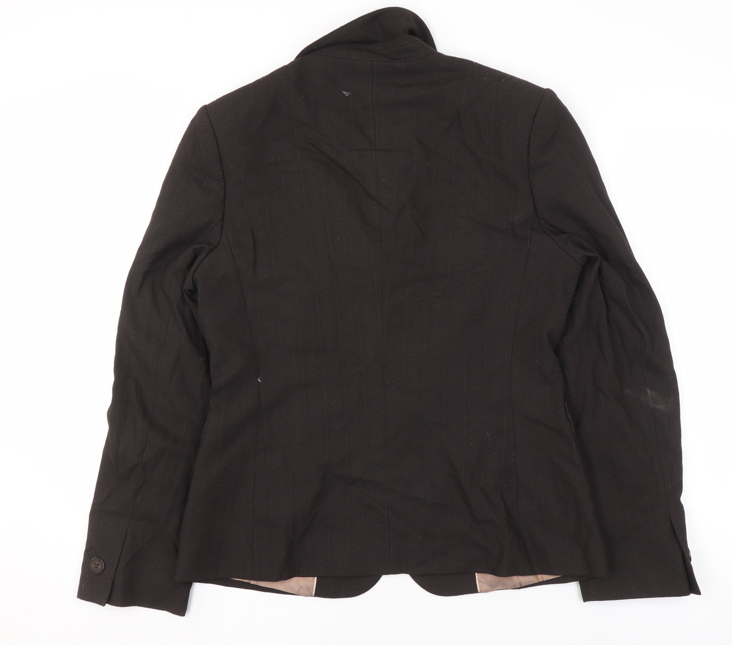 Next Womens Black Pinstripe Blazer Jacket Size 12 Regular Fit