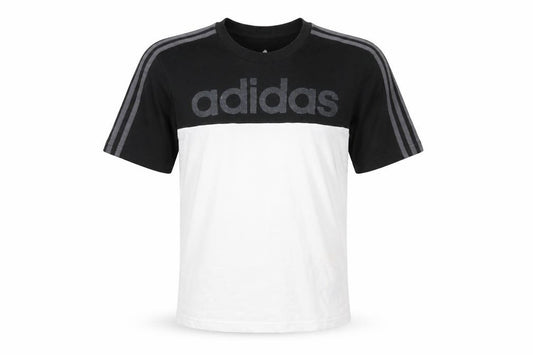 Front view of Adidas Men’s Black White Climalite Cotton Colourblock T-Shirt XS