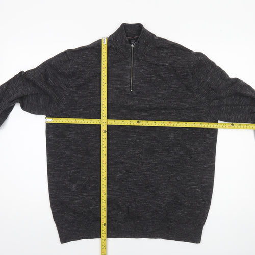 Marks and Spencer Men’s Grey XL 1/4 Zip Cotton Rich Jumper
