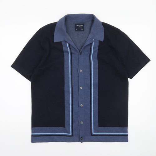 Abercrombie & Fitch Men’s Blue Collared Button Cardigan Jumper M