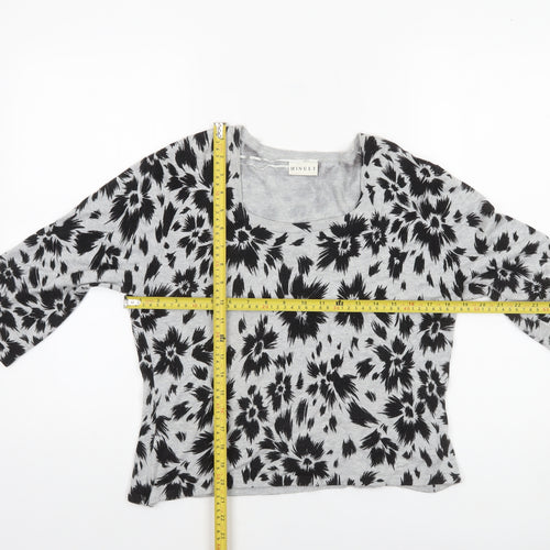 Minuet Women’s Grey Floral 3/4 Sleeve Pullover Jumper Size 16