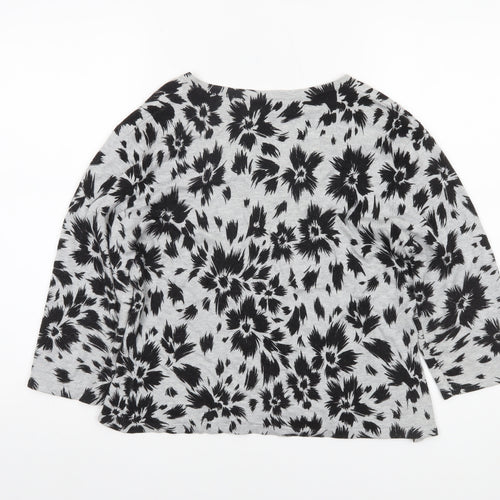 Minuet Women’s Grey Floral 3/4 Sleeve Pullover Jumper Size 16