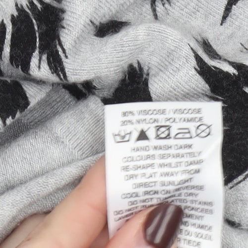 Minuet Women’s Grey Floral 3/4 Sleeve Pullover Jumper Size 16