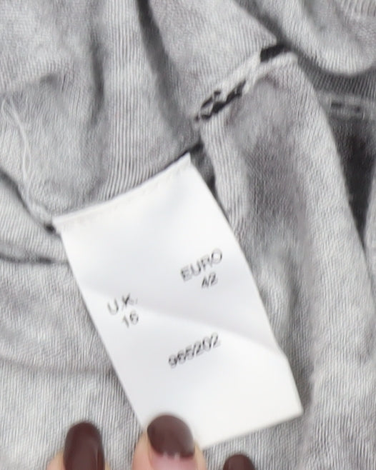 Minuet Women’s Grey Floral 3/4 Sleeve Pullover Jumper Size 16