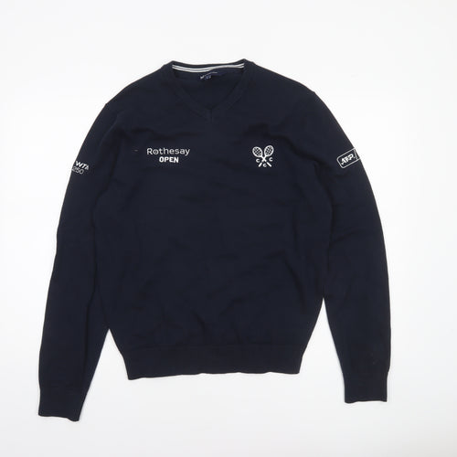 Crew Clothing Company Men’s Blue V-Neck Cotton Pullover Jumper L