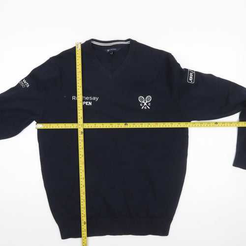 Crew Clothing Company Men’s Blue V-Neck Cotton Pullover Jumper L