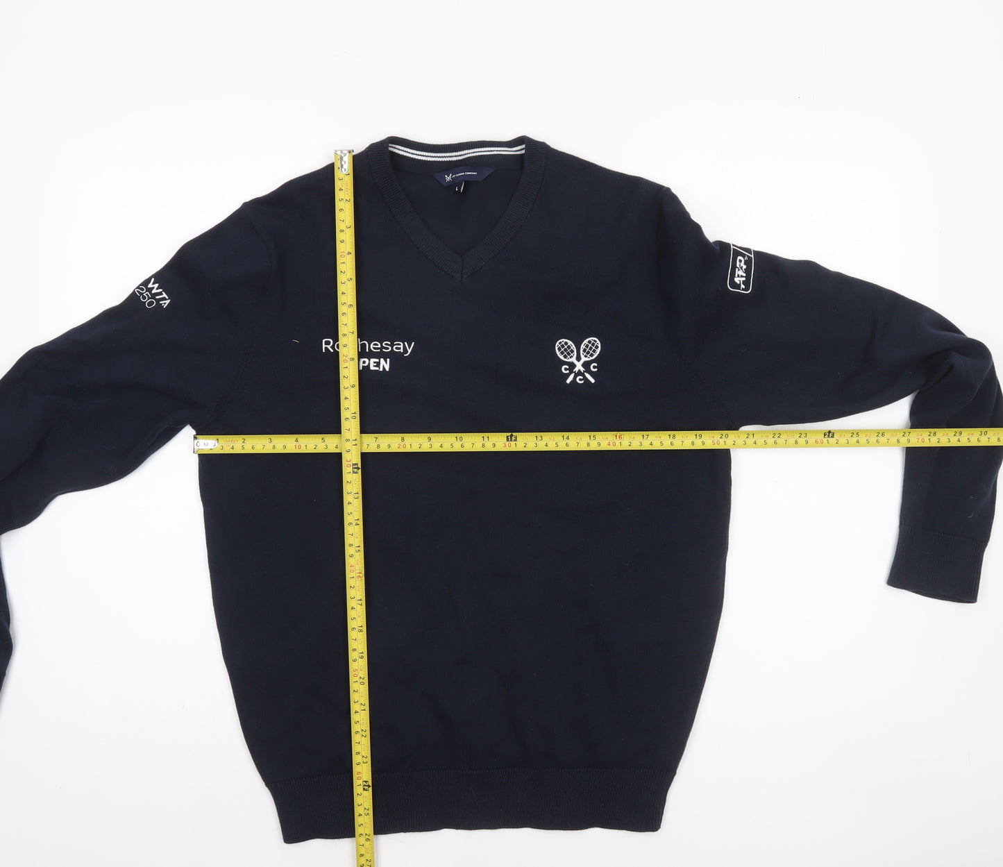 Crew Clothing Company Men’s Blue V-Neck Cotton Pullover Jumper L