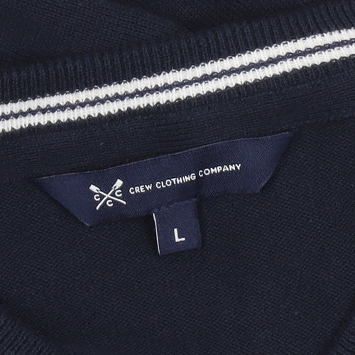 Crew Clothing Company Men’s Blue V-Neck Cotton Pullover Jumper L