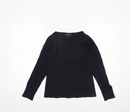 EAST Womens Black Wool Blend Crew Neck Long Sleeve Jumper Size 12