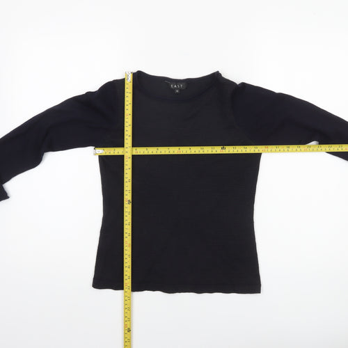 EAST Womens Black Wool Blend Crew Neck Long Sleeve Jumper Size 12