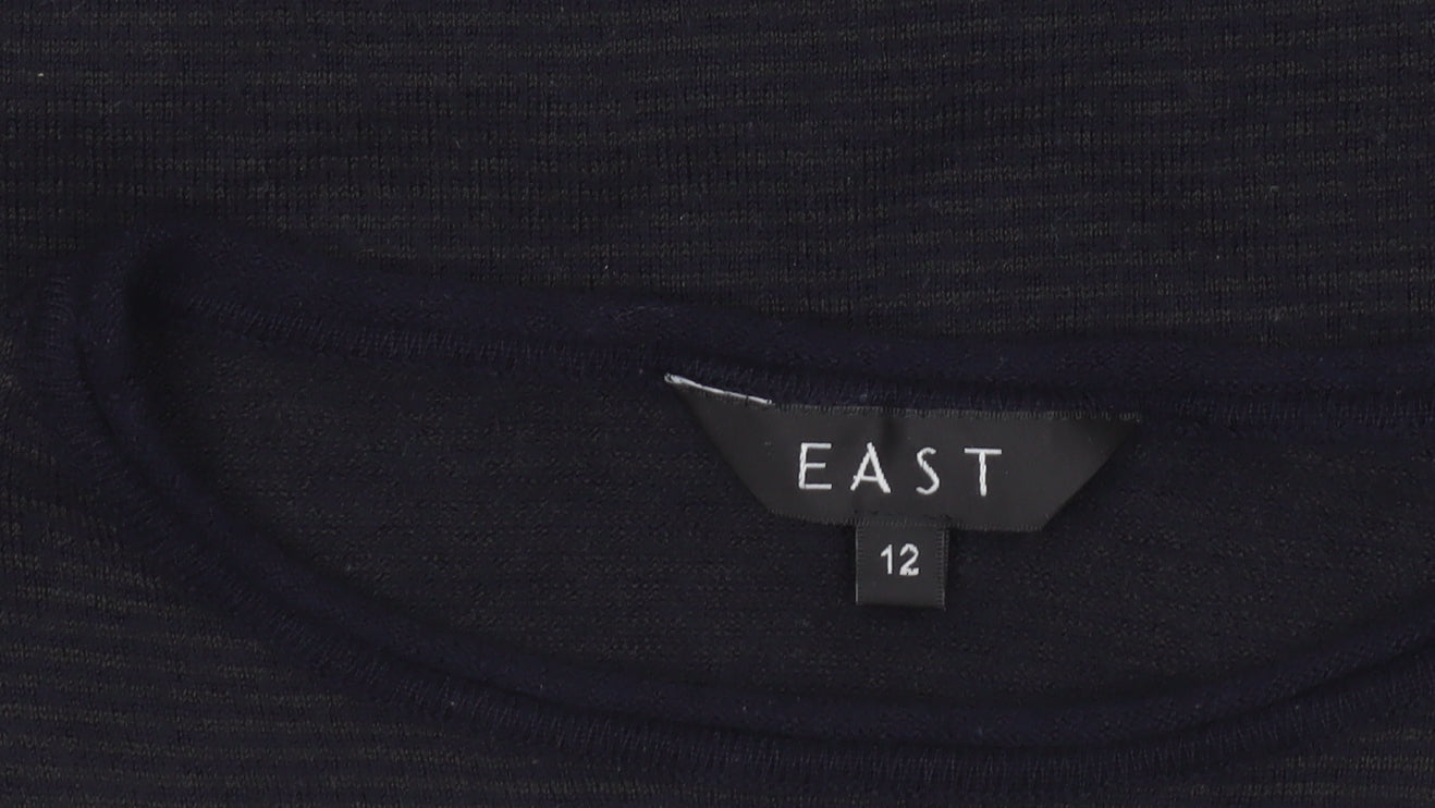 EAST Womens Black Wool Blend Crew Neck Long Sleeve Jumper Size 12