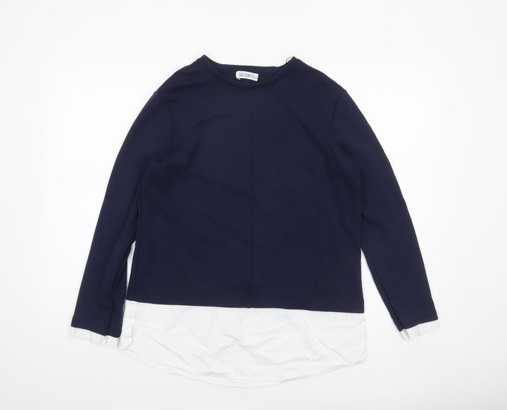 Gallery Women’s Blue Long Sleeve Layered Style Blouse Size S