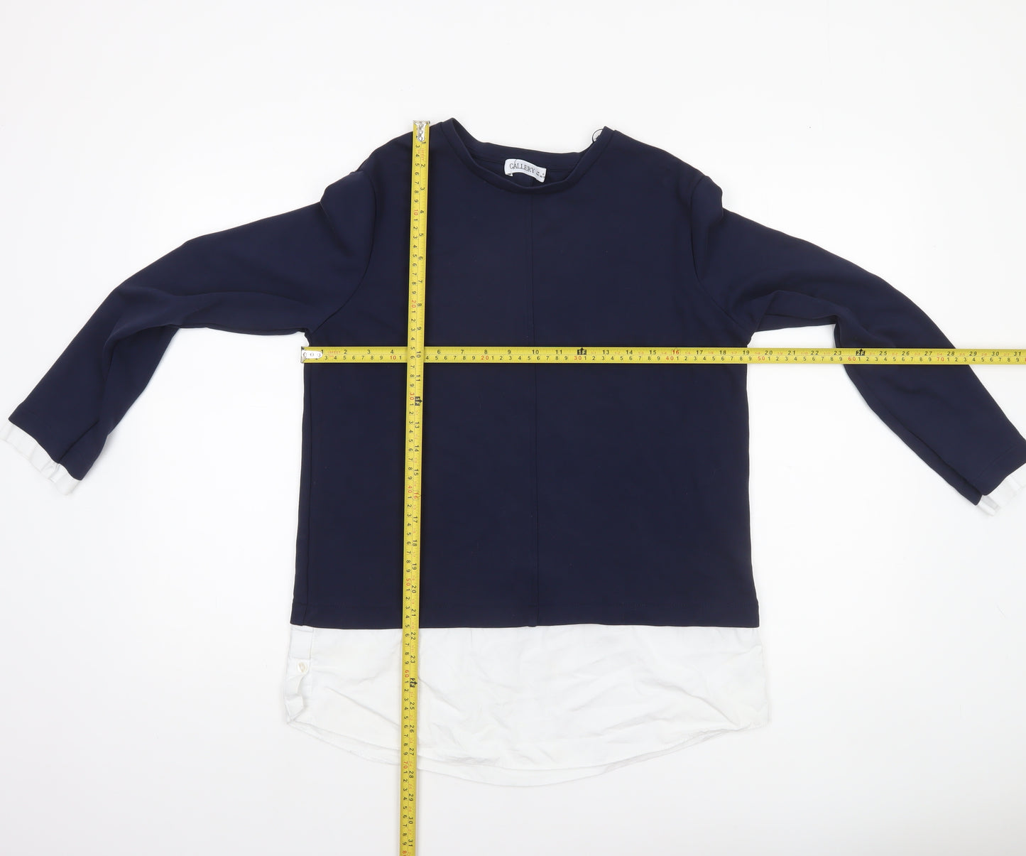 Gallery Women’s Blue Long Sleeve Layered Style Blouse Size S