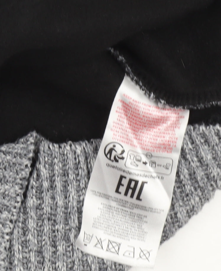 Kensington Eastside Men's Grey Colour Block Chunky Knit Pullover Jumper 3XL