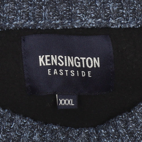 Kensington Eastside Men's Grey Colour Block Chunky Knit Pullover Jumper 3XL