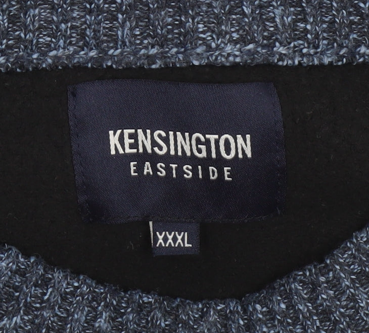 Kensington Eastside Men's Grey Colour Block Chunky Knit Pullover Jumper 3XL