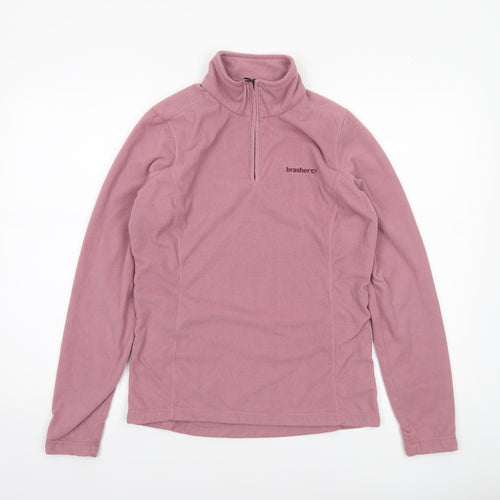 Brasher Women's Pink Fleece 1/2 Zip Pullover Sweatshirt UK 10
