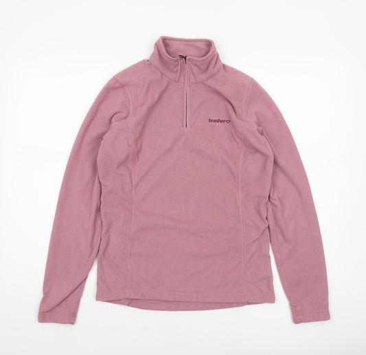 Brasher Women's Pink Fleece 1/2 Zip Pullover Sweatshirt UK 10