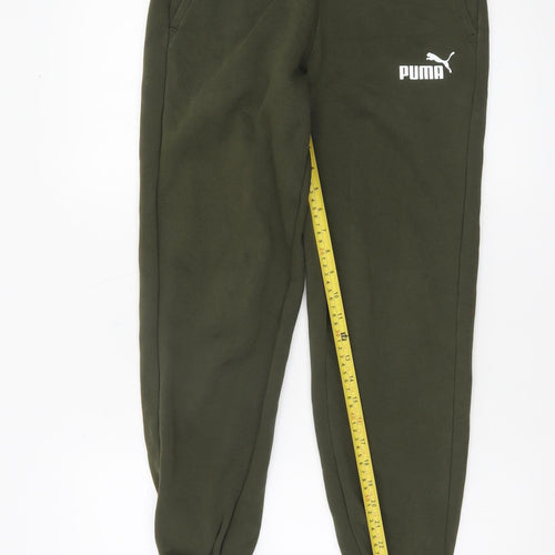 Puma Boys Green Jogger Sweatpants 13-14 Years Elastic Waist Fleece Trousers