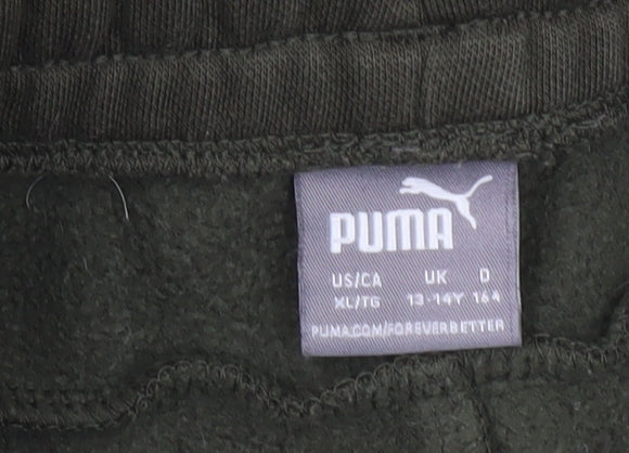Puma Boys Green Jogger Sweatpants 13-14 Years Elastic Waist Fleece Trousers