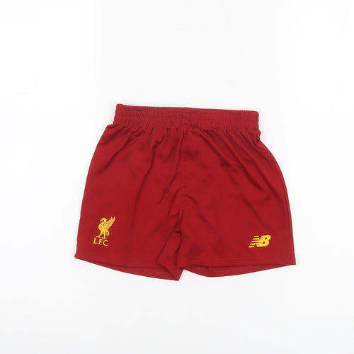 New Balance Boys Red Liverpool FC Athletic Shorts 2/3Y Polyester Activewear