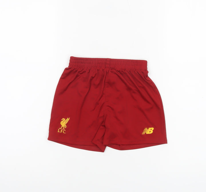 New Balance Boys Red Liverpool FC Athletic Shorts 2/3Y Polyester Activewear