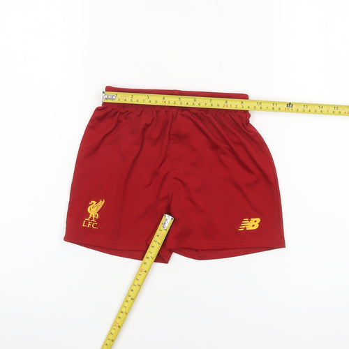 New Balance Boys Red Liverpool FC Athletic Shorts 2/3Y Polyester Activewear