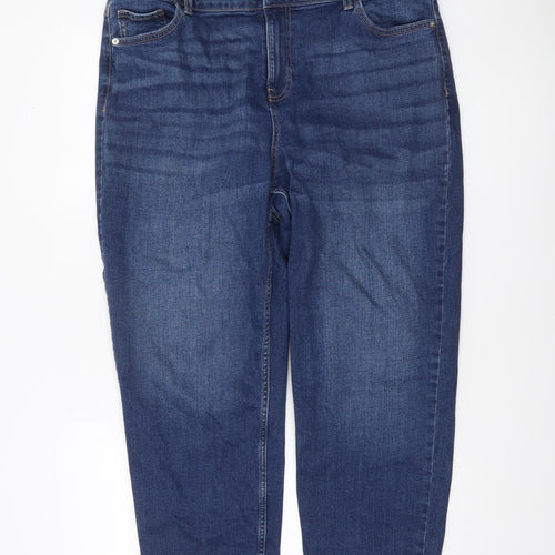Dunnes Stores Women’s Blue Cropped Denim Jeans Size 18 Mid Rise Stretch