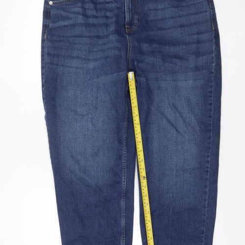 Dunnes Stores Women’s Blue Cropped Denim Jeans Size 18 Mid Rise Stretch