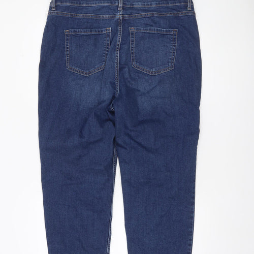 Dunnes Stores Women’s Blue Cropped Denim Jeans Size 18 Mid Rise Stretch