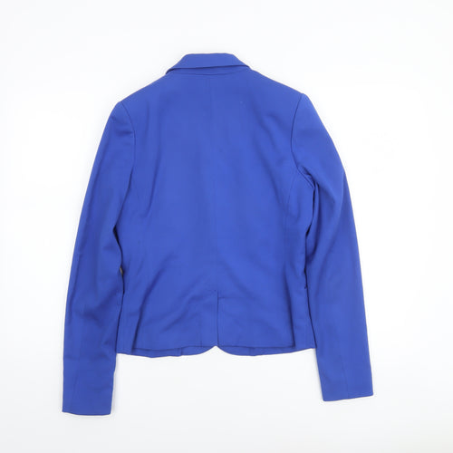 H&M Women Blue Regular Fit Single-Breasted Blazer Size 10