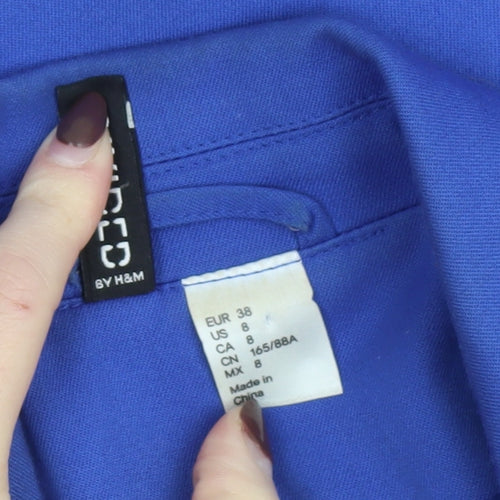 H&M Women Blue Regular Fit Single-Breasted Blazer Size 10